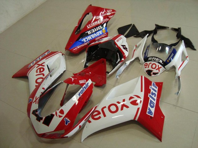 Abs Kit Completos Carenagem Ducati 848 1098 1198 2007-2014 - Branco Vermelho Xerox