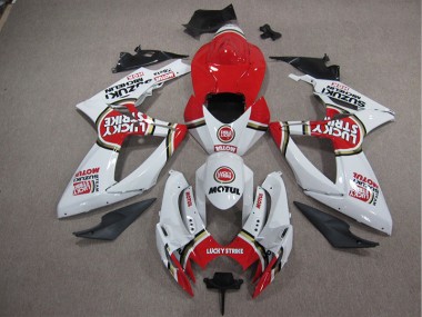 Abs Kit Completos Carenagem GSXR 1000 K5 2005-2006 - Branco Lucky Strike Vermelho Motul