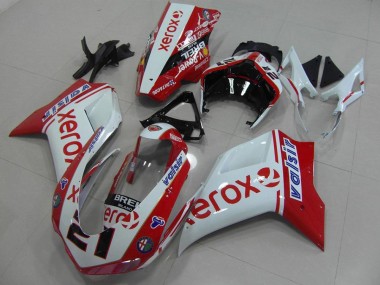 Carenagem & Plástico Ducati 848 1098 1198 2007-2014 - Branco Vermelho Xerox