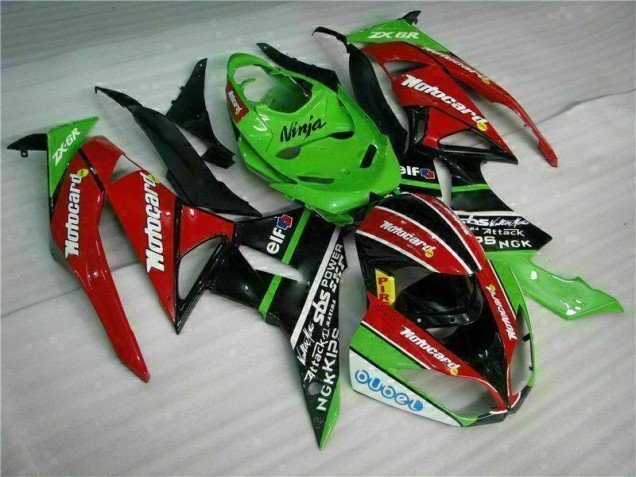 Carenagem ZX6R 2009-2012 - Preto Vermelho Verdecard