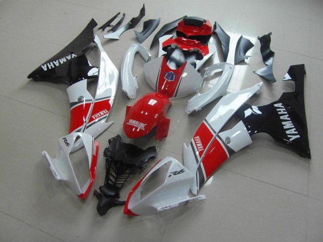 Plástico R6 2008-2016 - Vermelho Branco Preto